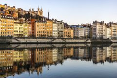 Lyon, France : reflections from Quais De Saone